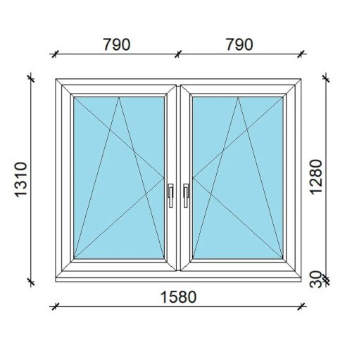 160x130 cm tokosztott ablak